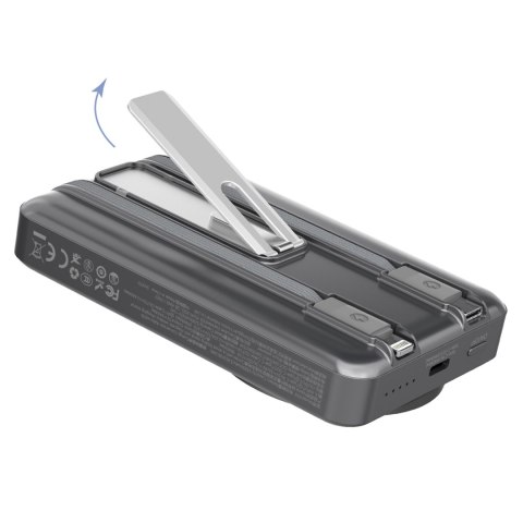 Powerbank K29 10000mAh MagSafe metalowa obudowa podstawka kable USB-C iPhone Lightning PD 20W - srebrny Powerbank K29 10000mAh MagSafe metalowa obudowa podstawka kable USB-C iPhone Lightning PD 20W - srebrny