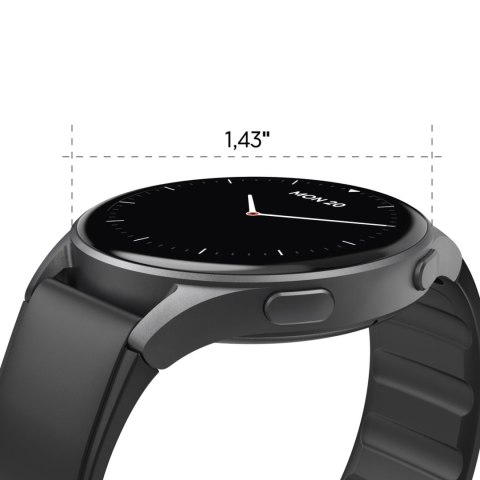 Smartwatch Hama 8900 GPS AMOLED 1.43'' z paskiem silikonowym - czarny