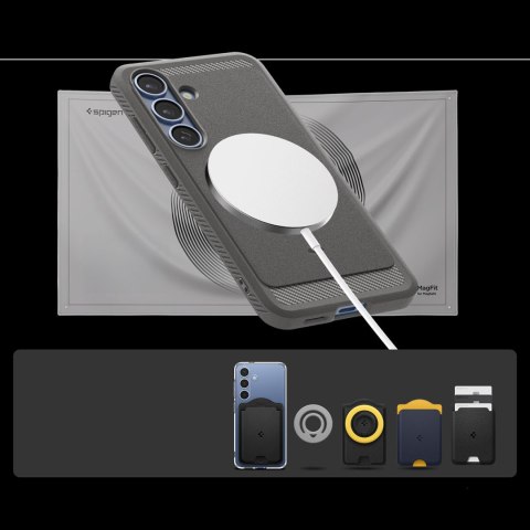 Etui na Samsung Galaxy S25 Rugged Armor Mag MagSafe - szare Etui na Samsung Galaxy S25 Rugged Armor Mag MagSafe - szare