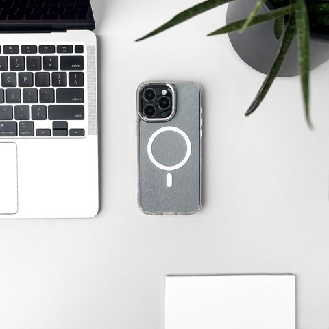 Etui ochronne na Samsung Galaxy S24 FE Glitter Case Mag Safe - przezroczyste z brokatem