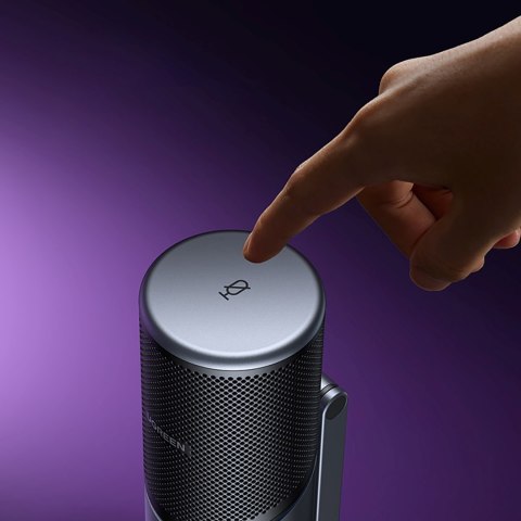 Mikrofon stojący na biurko USB-A RGB LED - srebrny