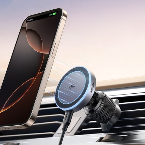Uchwyt samochodowy z ładowarką bezprzewodową na kratkę MagSafe Qi2 - czarny Uchwyt samochodowy z ładowarką bezprzewodową na kratkę MagSafe Qi2 - czarny