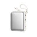 Powerbank 10000mAh 22.5W z wbudowanymi kablami USB-C Lightning - biały