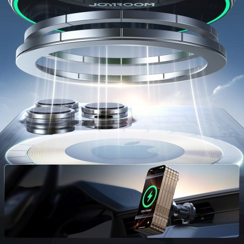 Uchwyt samochodowy z ładowarką do telefonu Qi2 15W na kratkę nawiewu - czarny Uchwyt samochodowy z ładowarką do telefonu Qi2 15W na kratkę nawiewu - czarny