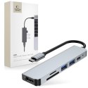 6w1 HUB rozdzielacz USB-C na USB-A USB-C HDMI micro SD / TF / SD - szary 6w1 HUB rozdzielacz USB-C na USB-A USB-C HDMI micro SD / TF / SD - szary