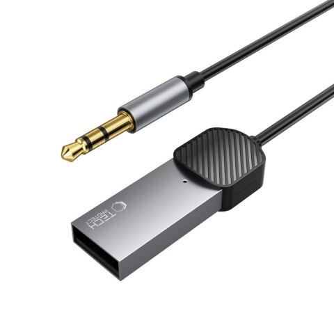 Adapter przejściówka audio AUX mini jack 3.5mm (męski) - Bluetooth - szary Adapter przejściówka audio AUX mini jack 3.5mm (męski) - Bluetooth - szary