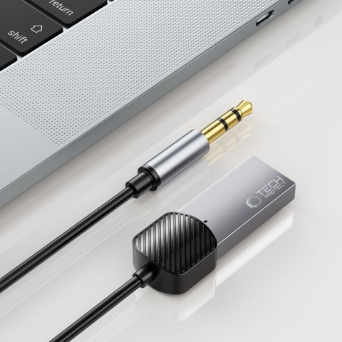 Adapter przejściówka audio AUX mini jack 3.5mm (męski) - Bluetooth - szary Adapter przejściówka audio AUX mini jack 3.5mm (męski) - Bluetooth - szary