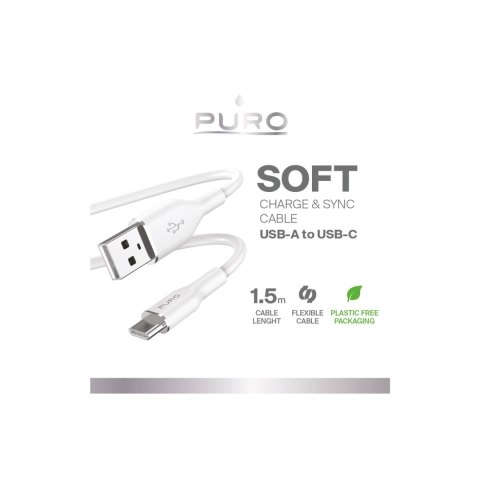 Kabel przewód USB-A - USB-C 1.5m - biały Kabel przewód USB-A - USB-C 1.5m - biały