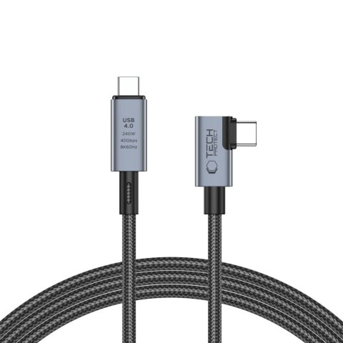 Kabel przewód kątowy i prosty USB-C 4.0 PD 240W 8K 40Gbps 1.5m - szary Kabel przewód kątowy i prosty USB-C 4.0 PD 240W 8K 40Gbps 1.5m - szary