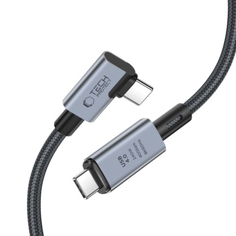 Kabel przewód kątowy i prosty USB-C 4.0 PD 240W 8K 40Gbps 1.5m - szary Kabel przewód kątowy i prosty USB-C 4.0 PD 240W 8K 40Gbps 1.5m - szary