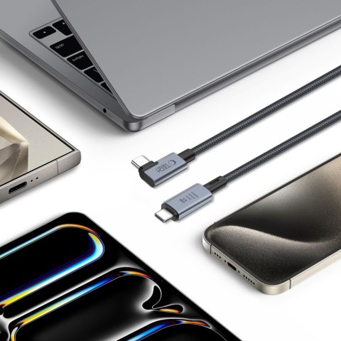 Kabel przewód kątowy i prosty USB-C 4.0 PD 240W 8K 40Gbps 1.5m - szary Kabel przewód kątowy i prosty USB-C 4.0 PD 240W 8K 40Gbps 1.5m - szary