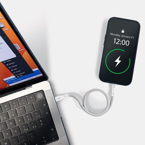 Kabel przewód magnetyczny USB-C 60W USB 1m - biały Kabel przewód magnetyczny USB-C 60W USB 1m - biały