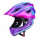Kask rowerowy dziecięcy z odpinaną szczęką rozmiar M - fioletowo-różowy Kask rowerowy dziecięcy z odpinaną szczęką rozmiar M - fioletowo-różowy