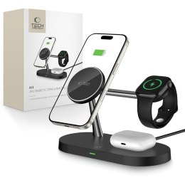 Ładowarka indukcyjna 3w1 na smartfon słuchawki smartwatch z MagSafe - czarna