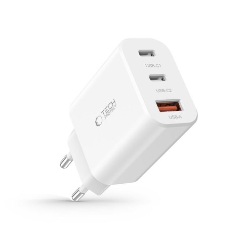 Ładowarka sieciowa 2x USB-C PD / USB-A QC 30W - biała Ładowarka sieciowa 2x USB-C PD / USB-A QC 30W - biała