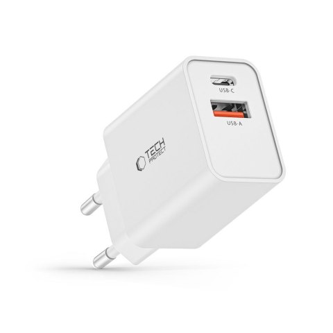Ładowarka sieciowa USB-C PD / USB-A QC 30W - biała Ładowarka sieciowa USB-C PD / USB-A QC 30W - biała