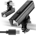 Lampka rowerowa przednia 1000 lm z kablem USB-C - USB-A - czarna Lampka rowerowa przednia 1000 lm z kablem USB-C - USB-A - czarna