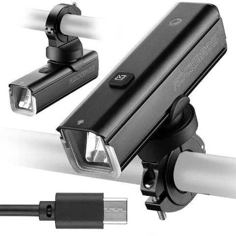 Lampka rowerowa przednia 1000 lm z kablem USB-C - USB-A - czarna Lampka rowerowa przednia 1000 lm z kablem USB-C - USB-A - czarna