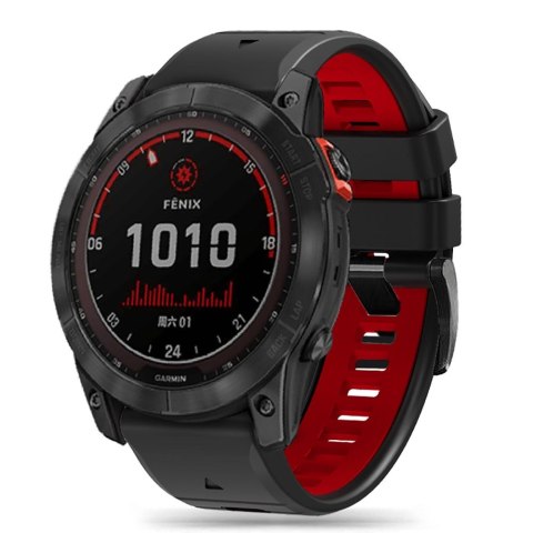 Pasek do zegarka Garmin Fenix 3 / 5X / 3HR / 5X Plus / 6X / 6X Pro / 7X - czarno-czerwony Pasek do zegarka Garmin Fenix 3 / 5X / 3HR / 5X Plus / 6X / 6X Pro / 7X - czarno-czerwony