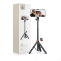 Selfie stick kijek do zdjęć Bluetooth z pilotem tripodem głowicą 148cm - czarny Selfie stick kijek do zdjęć Bluetooth z pilotem tripodem głowicą 148cm - czarny