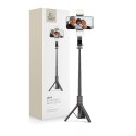 Selfie stick kijek do zdjęć Bluetooth z tripodem lampą LED do 105cm - czarny Selfie stick kijek do zdjęć Bluetooth z tripodem lampą LED do 105cm - czarny