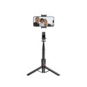 Selfie stick kijek do zdjęć Bluetooth z tripodem lampą LED do 105cm - czarny Selfie stick kijek do zdjęć Bluetooth z tripodem lampą LED do 105cm - czarny