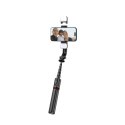 Selfie stick kijek do zdjęć Bluetooth z tripodem lampą LED do 105cm - czarny Selfie stick kijek do zdjęć Bluetooth z tripodem lampą LED do 105cm - czarny