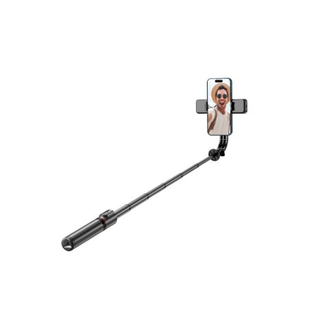 Selfie stick kijek do zdjęć Bluetooth z tripodem lampą LED do 105cm - czarny Selfie stick kijek do zdjęć Bluetooth z tripodem lampą LED do 105cm - czarny