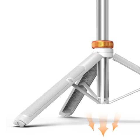 Selfie stick kijek do zdjęć Bluetooth z tripodem pilotem i głowicą 180 do 148cm - biały Selfie stick kijek do zdjęć Bluetooth z tripodem pilotem i głowicą 180 do 148cm - biały