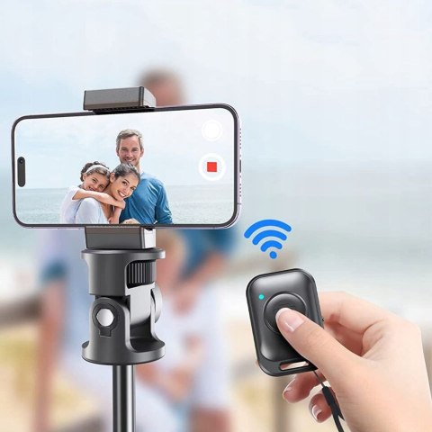 Selfie stick kijek do zdjęć Bluetooth z tripodem pilotem i głowicą 180 do 148cm - biały Selfie stick kijek do zdjęć Bluetooth z tripodem pilotem i głowicą 180 do 148cm - biały