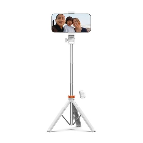 Selfie stick kijek do zdjęć Bluetooth z tripodem pilotem i głowicą 180 do 148cm - biały Selfie stick kijek do zdjęć Bluetooth z tripodem pilotem i głowicą 180 do 148cm - biały
