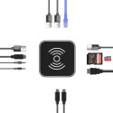 12w1 Hub z ładowarką bezprzewodową USB-A USB-C HDMI RJ45 SD TF mini jack - szary 12w1 Hub z ładowarką bezprzewodową USB-A USB-C HDMI RJ45 SD TF mini jack - szary