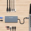 14w1 HUB do 3 monitorów USB-A USB-C DisplayPort HDMI RJ45 SD TF mini jack - szary 14w1 HUB do 3 monitorów USB-A USB-C DisplayPort HDMI RJ45 SD TF mini jack - szary