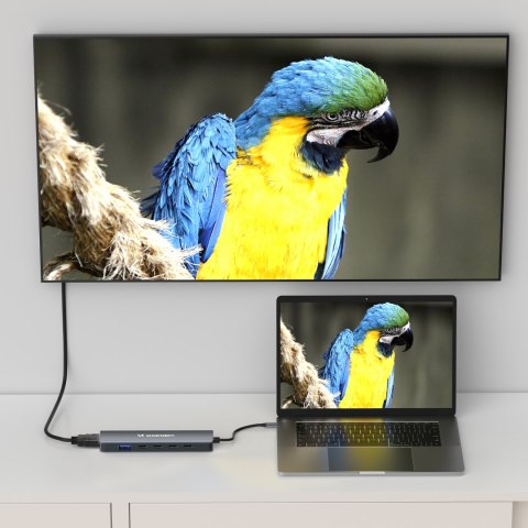 6w1 Hub rozdzielacz USB-A USB-C DisplayPort HDMI - szary 6w1 Hub rozdzielacz USB-A USB-C DisplayPort HDMI - szary