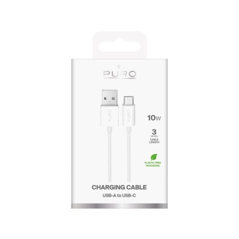 Kabel przewód USB-A - USB-C TPE 10W 3m - biały Kabel przewód USB-A - USB-C TPE 10W 3m - biały