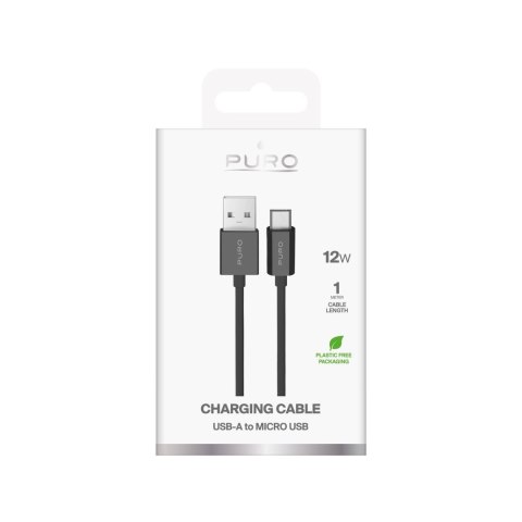 Kabel przewód USB-A - microUSB TPE 12W 1m - czarny Kabel przewód USB-A - microUSB TPE 12W 1m - czarny