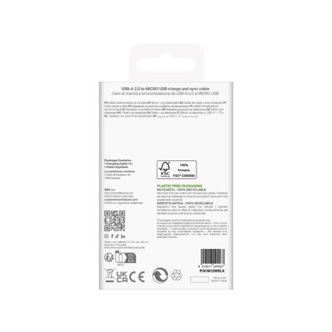 Kabel przewód USB-A - microUSB TPE 12W 1m - czarny Kabel przewód USB-A - microUSB TPE 12W 1m - czarny