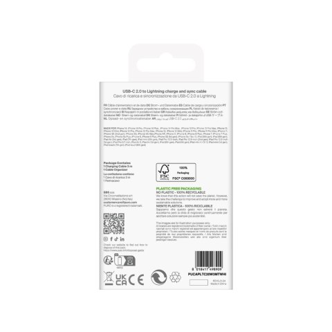 Kabel przewód USB-C - iPhone Lightning TPE 20W 3m - biały Kabel przewód USB-C - iPhone Lightning TPE 20W 3m - biały