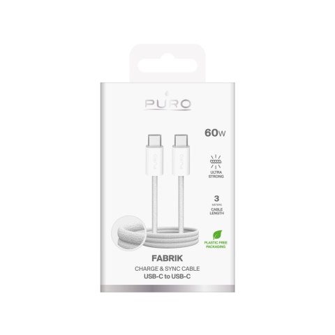 Kabel przewód USB-C w oplocie Fabrik 4 240W 1m - biały Kabel przewód USB-C w oplocie Fabrik 4 240W 1m - biały