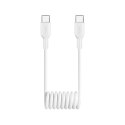 Kabel przewód spiralny USB-C 25W 1m - biały Kabel przewód spiralny USB-C 25W 1m - biały
