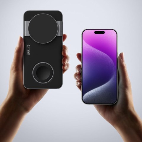 Ładowarka indukcyjna 3w1 do smartfona smartwatcha słuchawek z kablem USB-C - czarna Ładowarka indukcyjna 3w1 do smartfona smartwatcha słuchawek z kablem USB-C - czarna