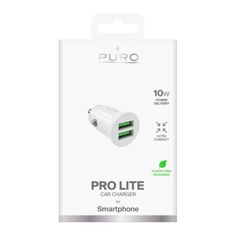 Ładowarka samochodowa 2x USB-A Pro Lite 10W - biała Ładowarka samochodowa 2x USB-A Pro Lite 10W - biała