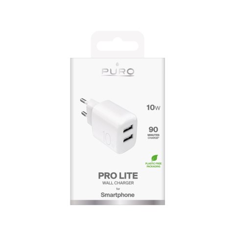 Ładowarka sieciowa 2x USB-A PROLITE 10W - biała