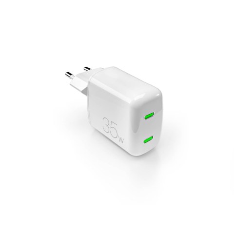 Ładowarka sieciowa 2xUSB-C GaN 35W MiniPro - biała Ładowarka sieciowa 2xUSB-C GaN 35W MiniPro - biała