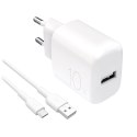 Ładowarka sieciowa USB-A PROLITE 10W z kablem USB-A - USB-C 1.2m - biała Ładowarka sieciowa USB-A PROLITE 10W z kablem USB-A - USB-C 1.2m - biała