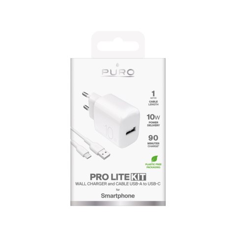 Ładowarka sieciowa USB-A PROLITE 10W z kablem USB-A - USB-C 1.2m - biała Ładowarka sieciowa USB-A PROLITE 10W z kablem USB-A - USB-C 1.2m - biała