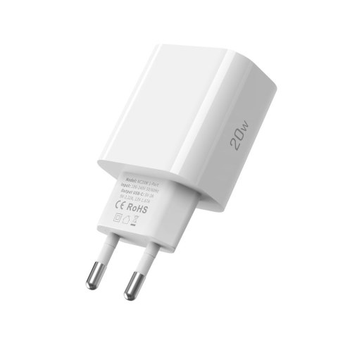 Ładowarka sieciowa USB-C z kablem USB-C PD 20W - biała Ładowarka sieciowa USB-C z kablem USB-C PD 20W - biała
