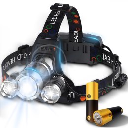 Latarka czołowa czołówka na baterie 4 tryby 3 LED