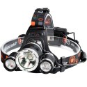 Latarka czołowa czołówka na baterie 4 tryby 3 LED