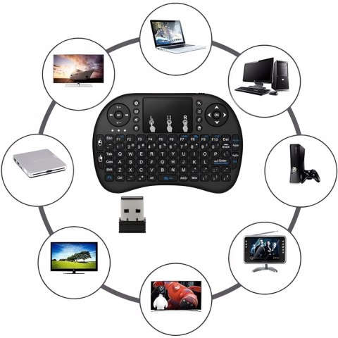 Mini klawiatura bezprzewodowa z touchpadem podświetlana do Smart TV BT